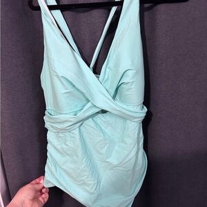 Cupshe Light Blue Wrap Swimsuit